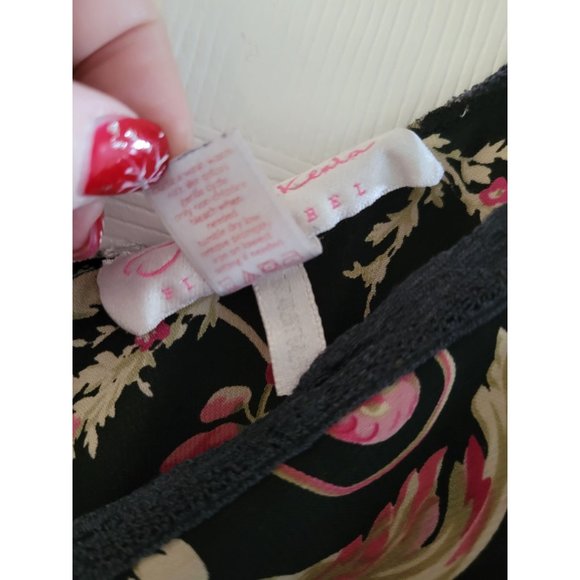 Oscar de la renta Pink Label Black Rose print baby doll Camisole size Meduim - Picture 5 of 7